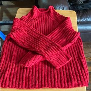 Red cowel neck sweater